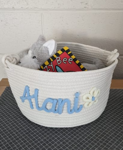 Customer photo review of Baby Knits™ Personalized Knitted Basket