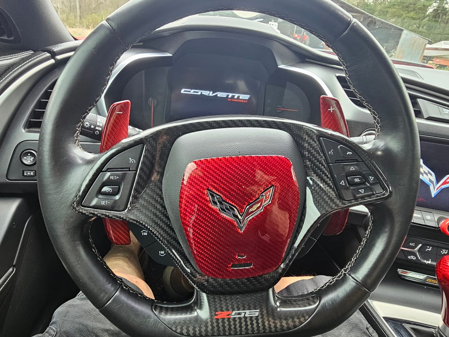 Customer photo review of C7 Corvette Carbon Fiber Center Steering Wheel Overlay 2014-2019