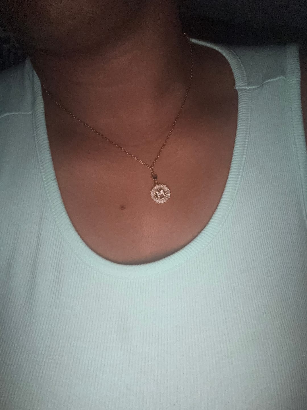Customer photo review of Iced Baguette Initial Necklace