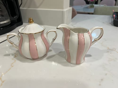 Customer photo review of Pink and White Scallop Fine Porcelain Sugar & Creamer Set - CLEARANCE