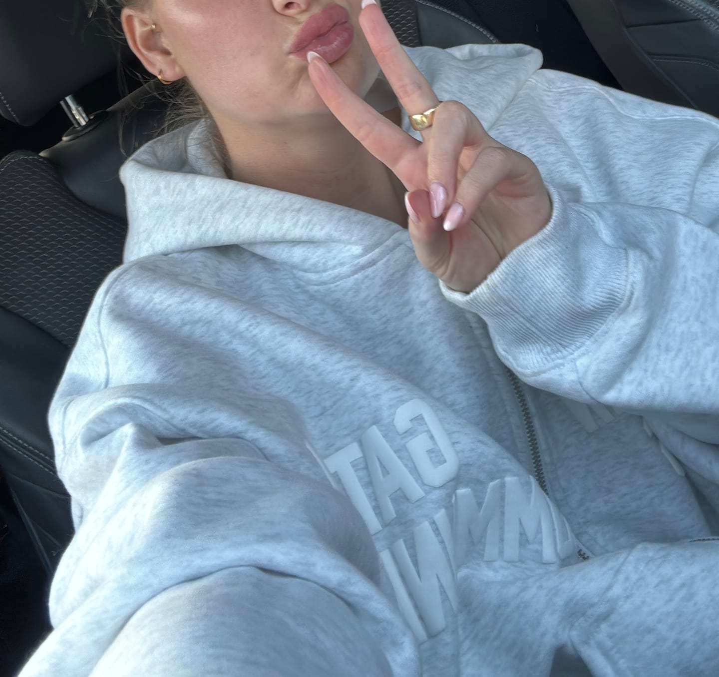 Customer photo review of GATED COMMUNITY ZIP HOODIE LIGHT GREY