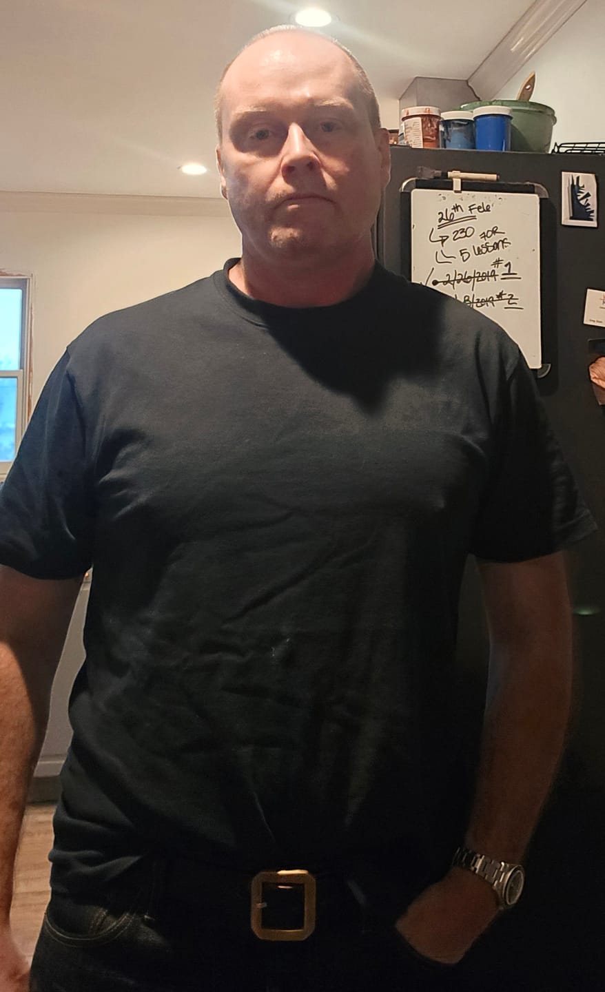 Customer photo review of 10.5 oz Cotton Tubular Gusset T-Shirt - Indigo