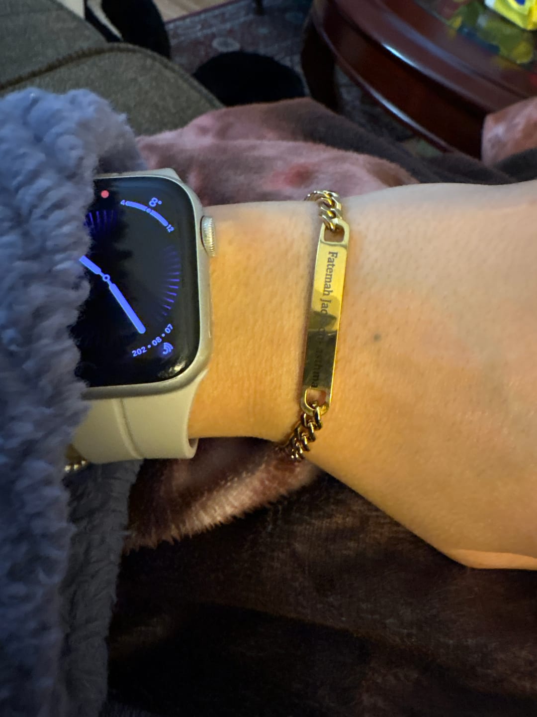 Customer photo review of Dainty Engraved Bracelet