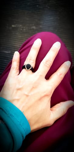 Customer photo review of New! Pear Silicone Ring with Metal Frame and Stones