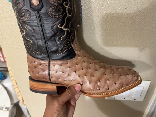 Customer photo review of Men’s Orix Ostrich Leather Boots With Black Shaft