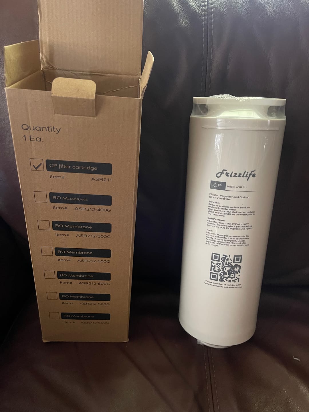 Customer photo review of 【Pre Order-DE-ETA Mar 1】Frizzlife ASR211 Replacement Filter Cartridge For PD600-TAM3, PD400, PD500, PD800-TAM4 Reverse Osmosis System (1st Stage)
