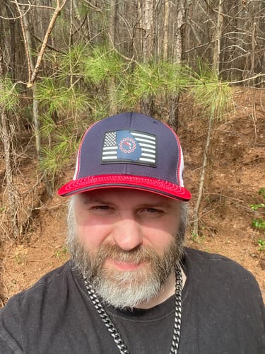 Customer photo review of Richardson 172 Red Navy GA Baseball Red Performance Fitted Sportmesh Hat