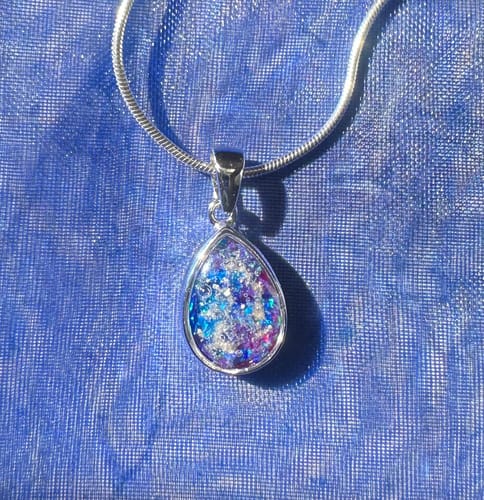 Customer photo review of Petite Pear Drop Pendant with Cremation Ash