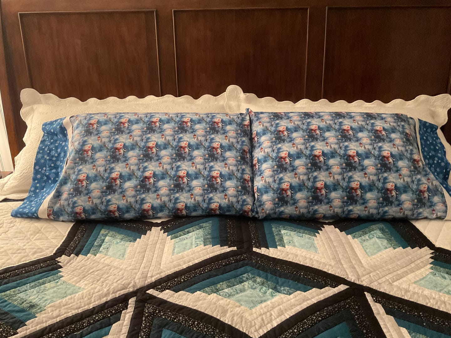 Customer photo review of A Snowmans Winter at Night with Lanterns #3 Fabric