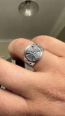 Customer photo review of Sterling Silver Canterbury Cross Ring with Knotwork