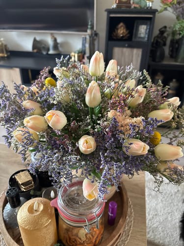 Customer photo review of Kunst Tulpen Boeket - Oud Roze (25 stengels)