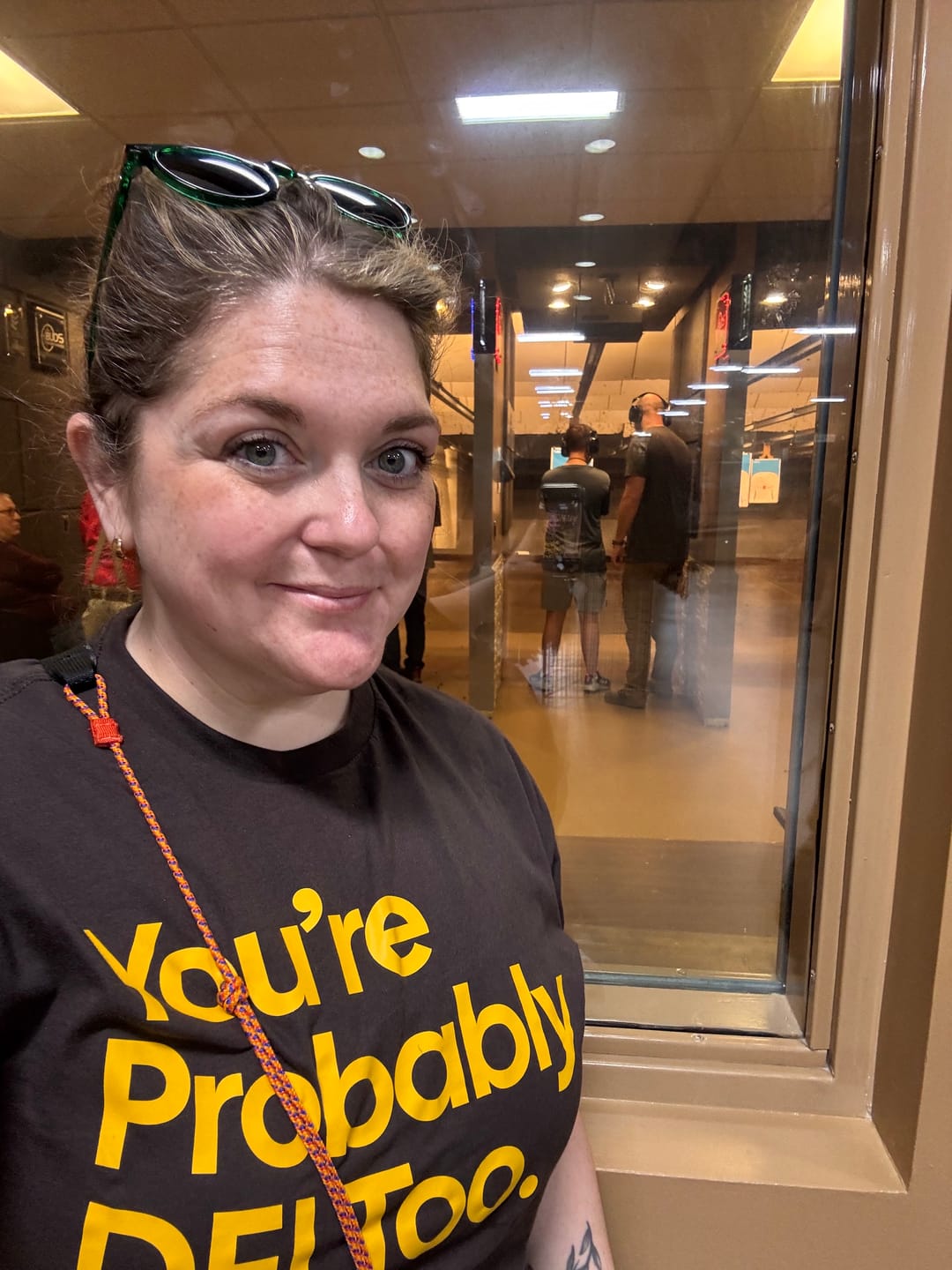 Customer photo review of You're Probably DEI Too Unisex Tee (Front and Back Design Print)
