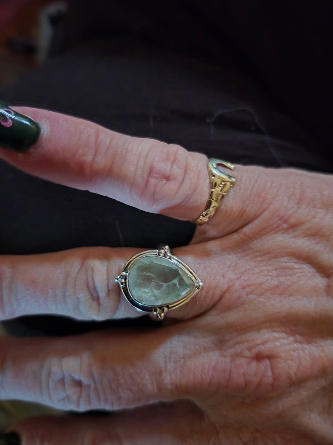 Customer photo review of Teardrop Aquamarine Ring Sterling Silver