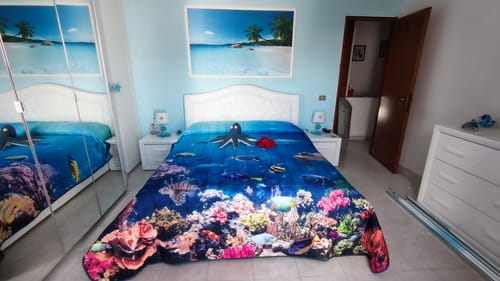 Customer photo review of Trapuntino Copriletto Primaverile Autunnale in Stampa Digitale Acquario