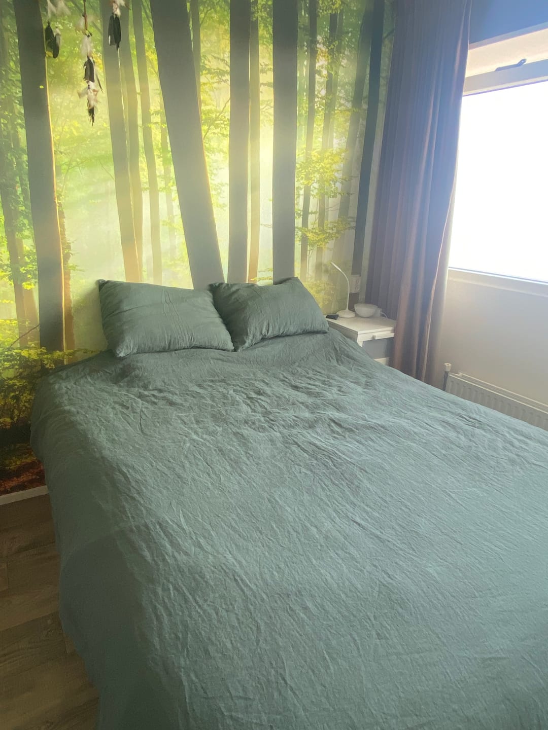 Customer photo review of Forest Green Linen Duvet Cover Set