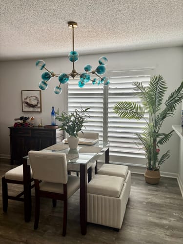 Customer photo review of 15-Light Blue Glass Globe Bubble Sputnik Branch Chandelier