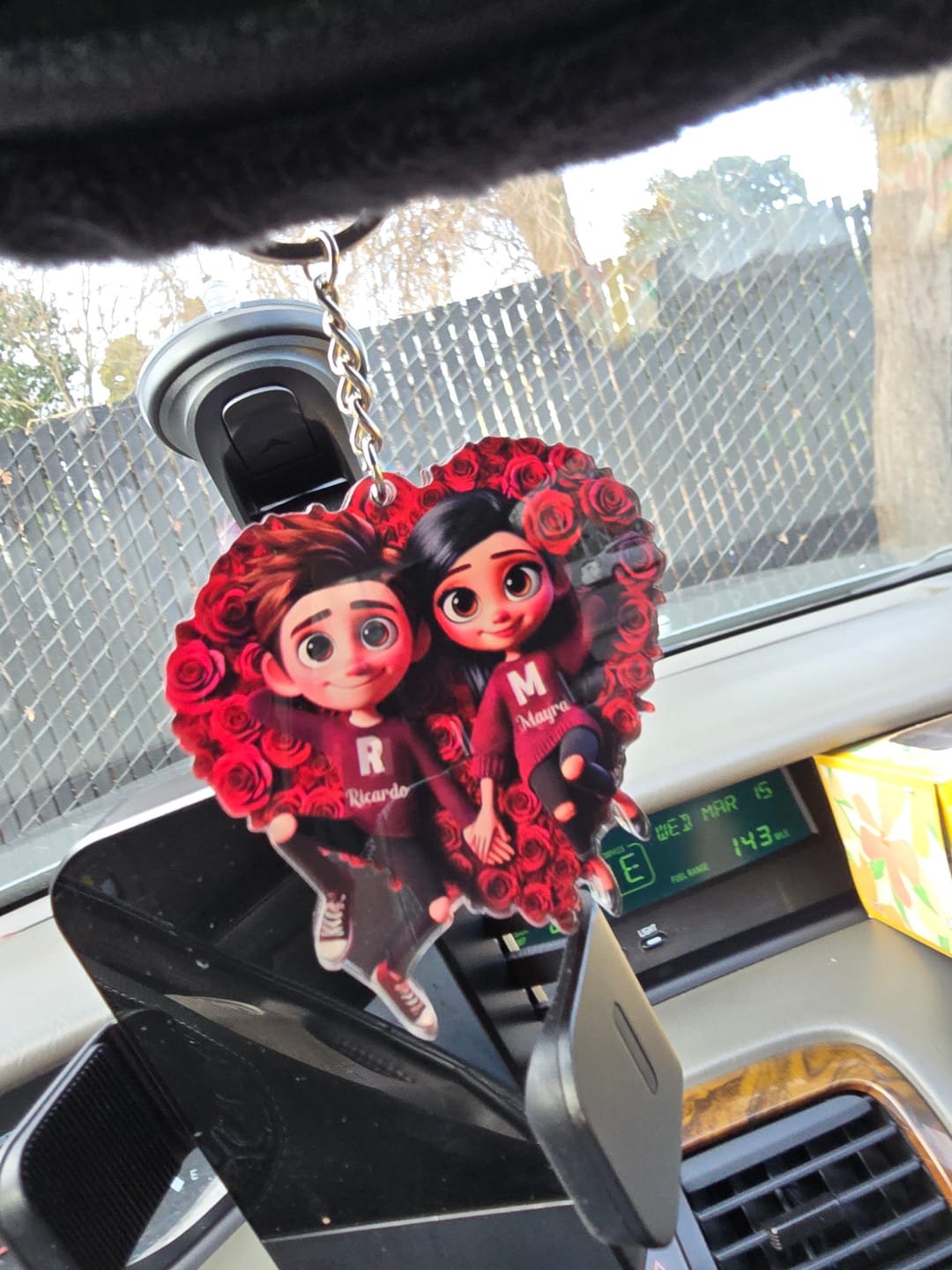 Customer photo review of Rose Heart Couple Personalized Acrylic Keychain, Valentine's Day Gift for her, Gift for him