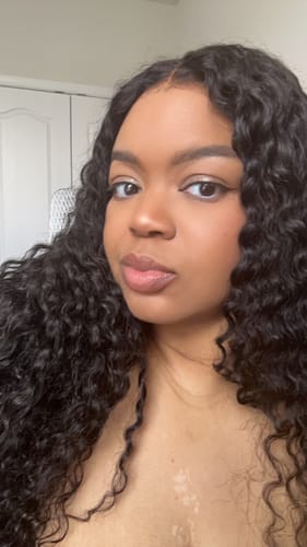 Customer photo review of CurlyMe Pre-cut 9x6 Lace M-cap Wear Go Glueless Mini Knots Water Wave Hair HD Lace Front Wig Pre-plucked