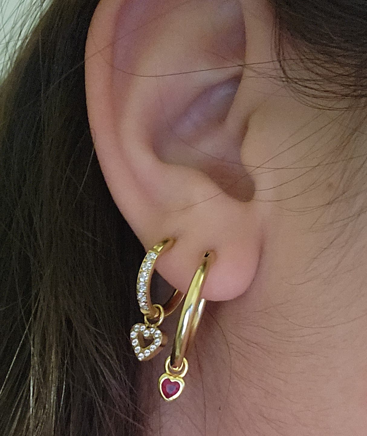 Customer photo review of My Huggies Sparkle Hoop Earrings
