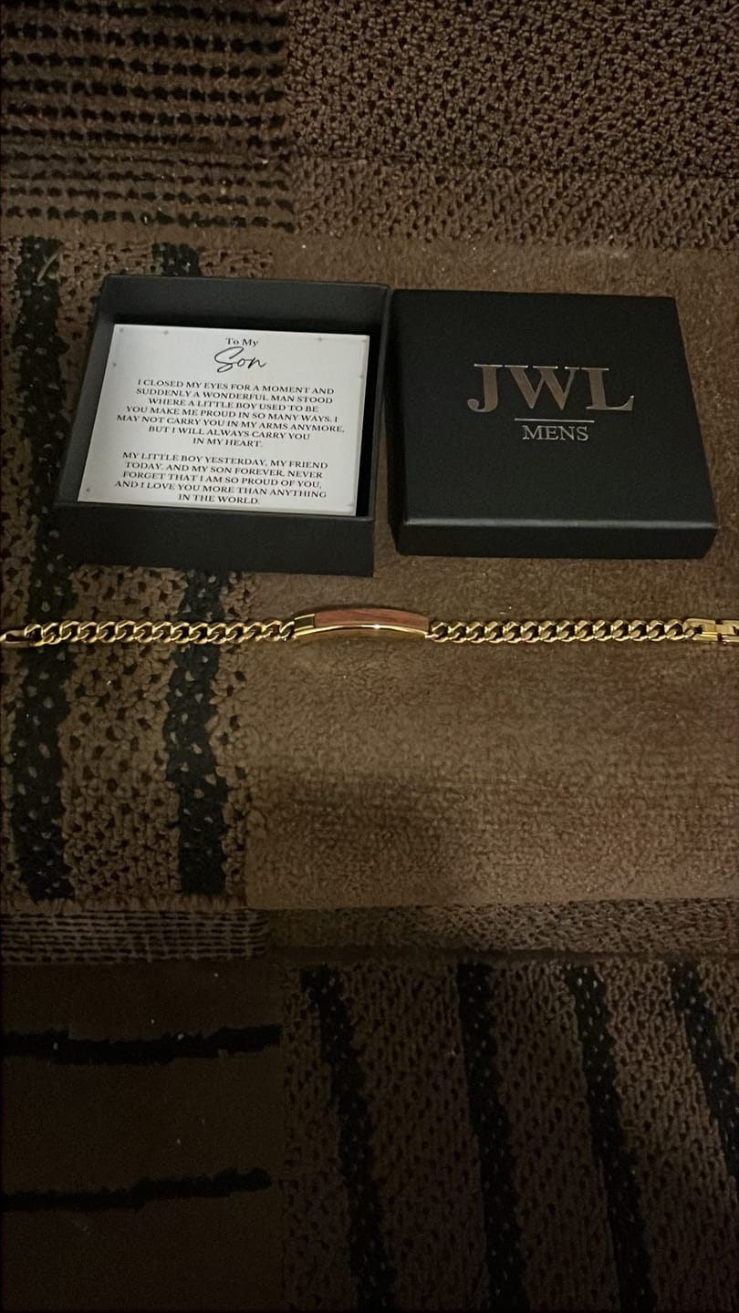 Customer photo review of To My Son Golden/Steel Bubinga Bracelet