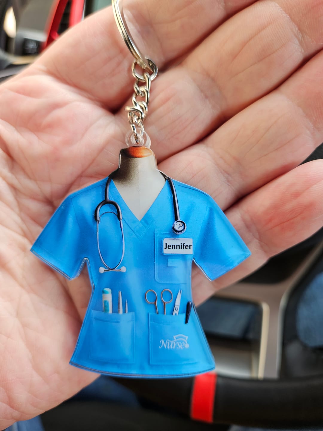 Customer photo review of Nurse Uniform Custom Name Personalized Keychain