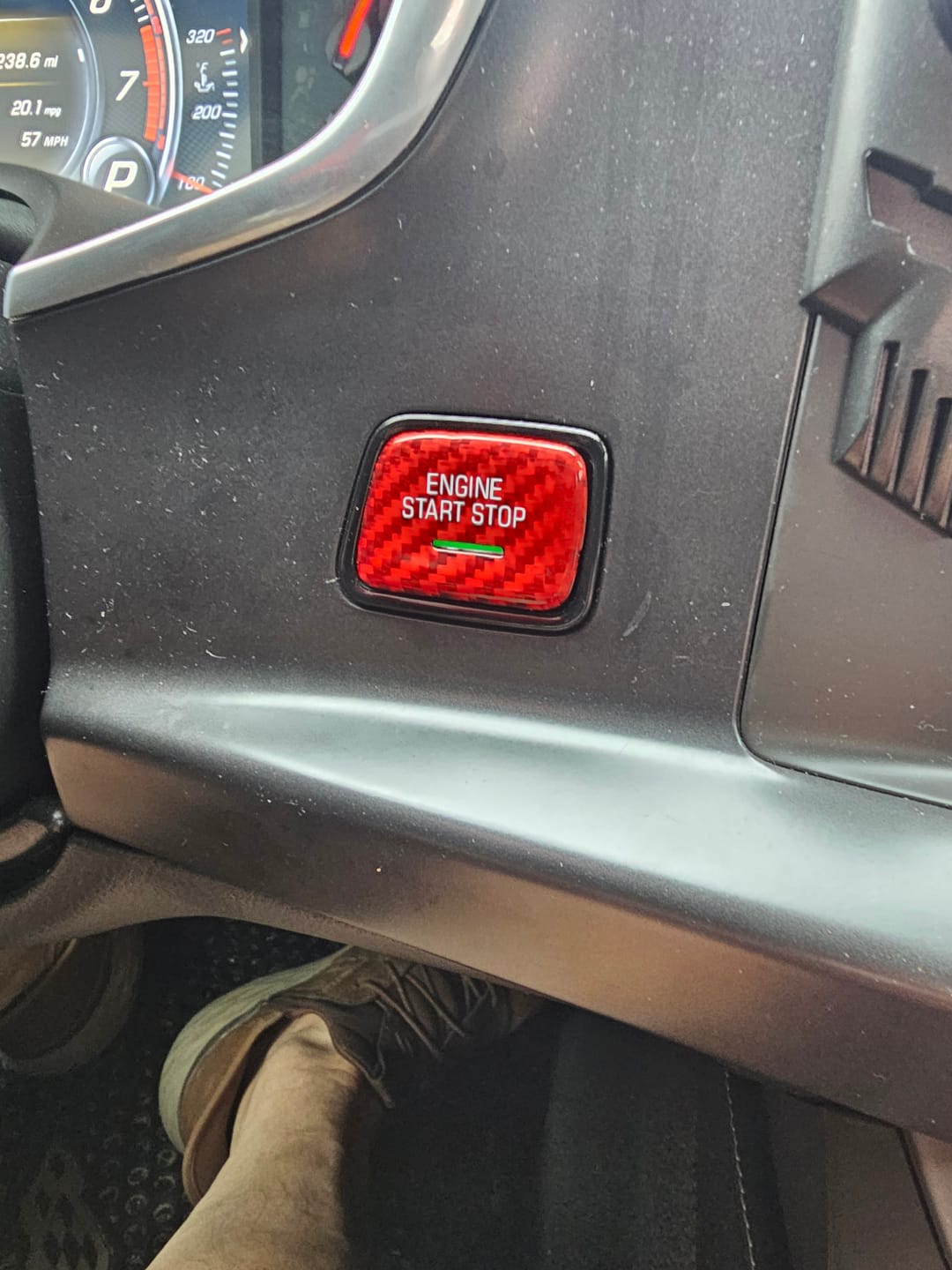 Customer photo review of 2016-2024 Camaro/2014-2019 Corvette Carbon Fiber Start Stop Engine Button Cover