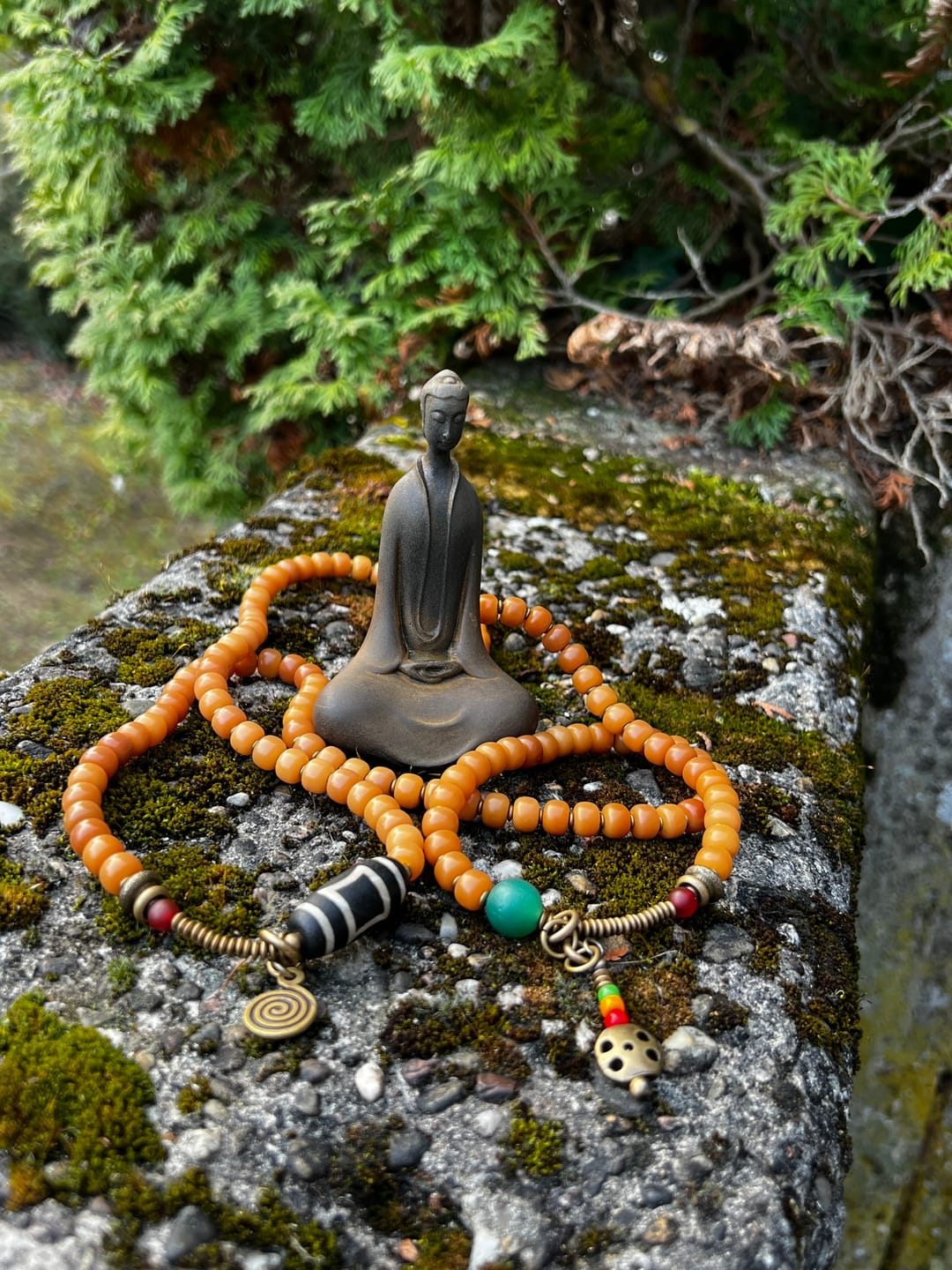 Customer photo review of Wealth Harmony Dzi Bodhi Blessing Necklace