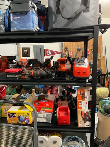 Customer photo review of REIBII 60"W Industrial Garage Shelving,3000LBS Heavy Duty Storage Shelves,Adjustable Metal Shelving for Basement Warehouse