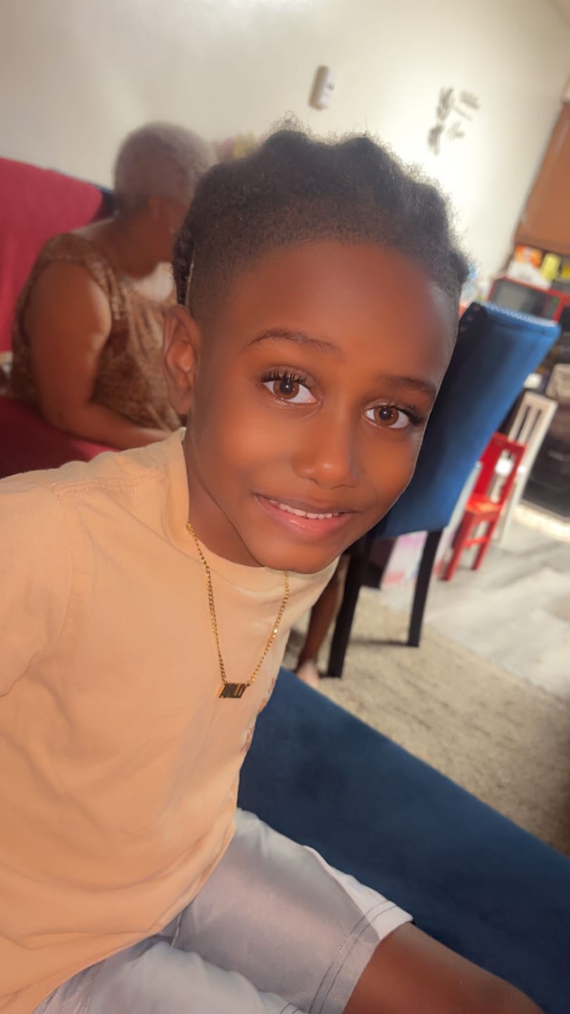 Customer photo review of Kids Block Name Necklace w/ Cuban Chain