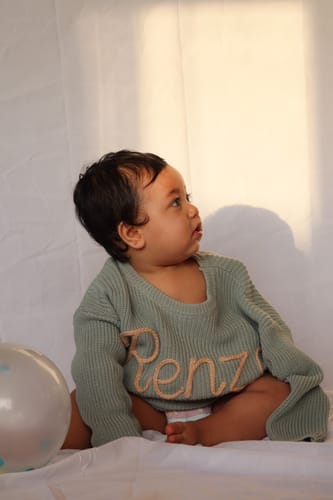 Customer photo review of Hand Knitted Personalized Sweater