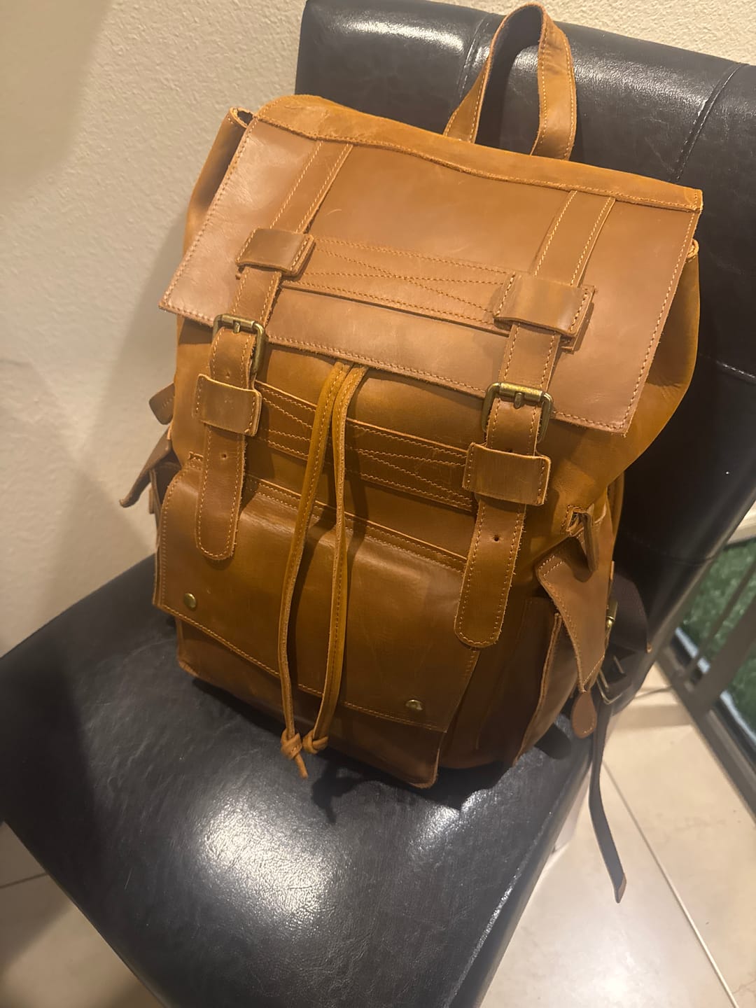 Customer photo review of RetroRove Vintage Leather Backpack