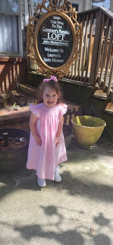 Customer photo review of Shine Like A Pearl Pink Smocked Dress