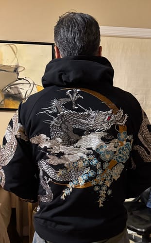 Customer photo review of Ryujin Sakura Dragon Sukajan Hoodie