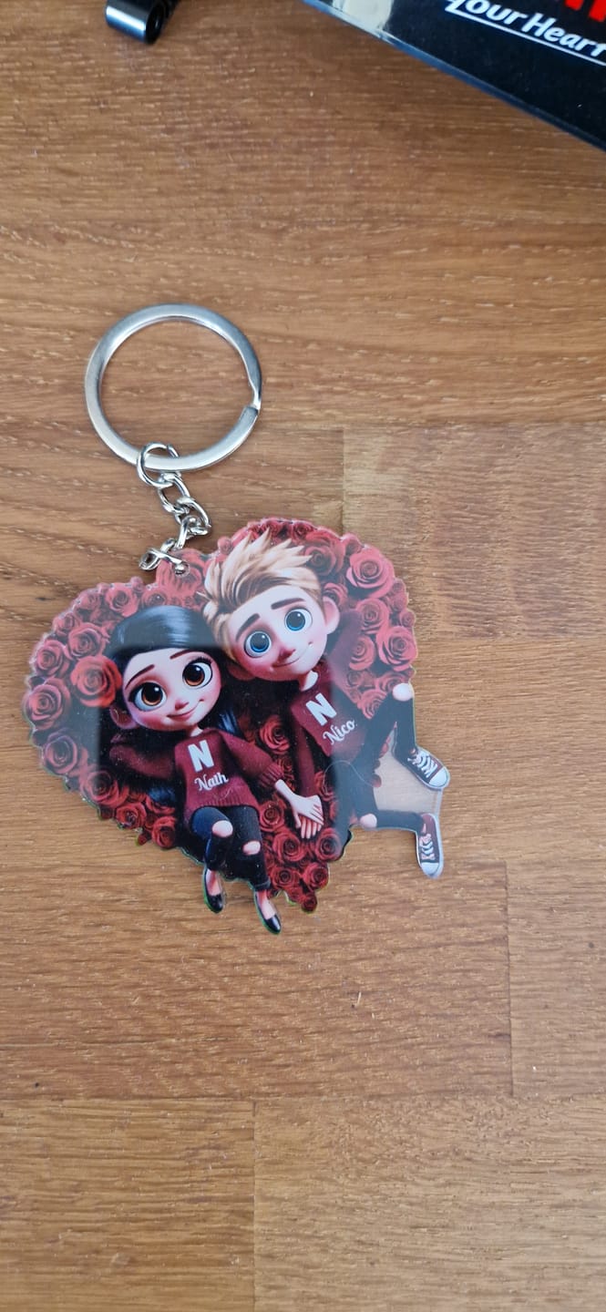 Customer photo review of Rose Heart Couple Personalized Acrylic Keychain, Valentine's Day Gift for her, Gift for him
