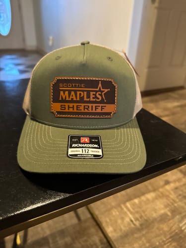 Customer photo review of Custom Leather Patch Hats Richardson 112 Laser Engraved
