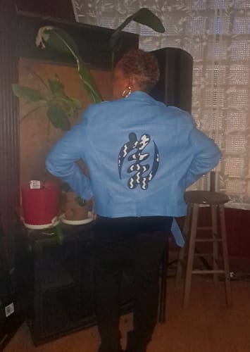 Customer photo review of ADINKRA Moto Jacket (more options)