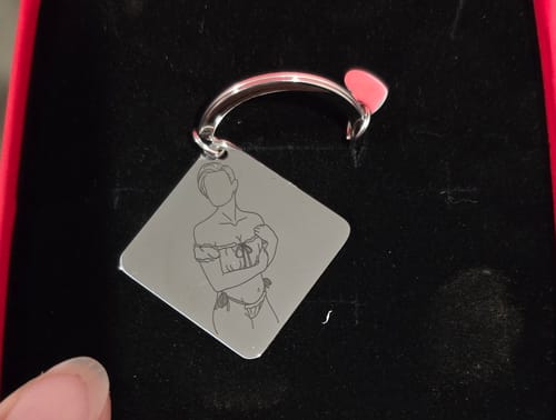 Customer photo review of Spicy Custom Engraved Photo Keychain