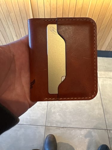 Customer photo review of Minimalist Badge Wallet