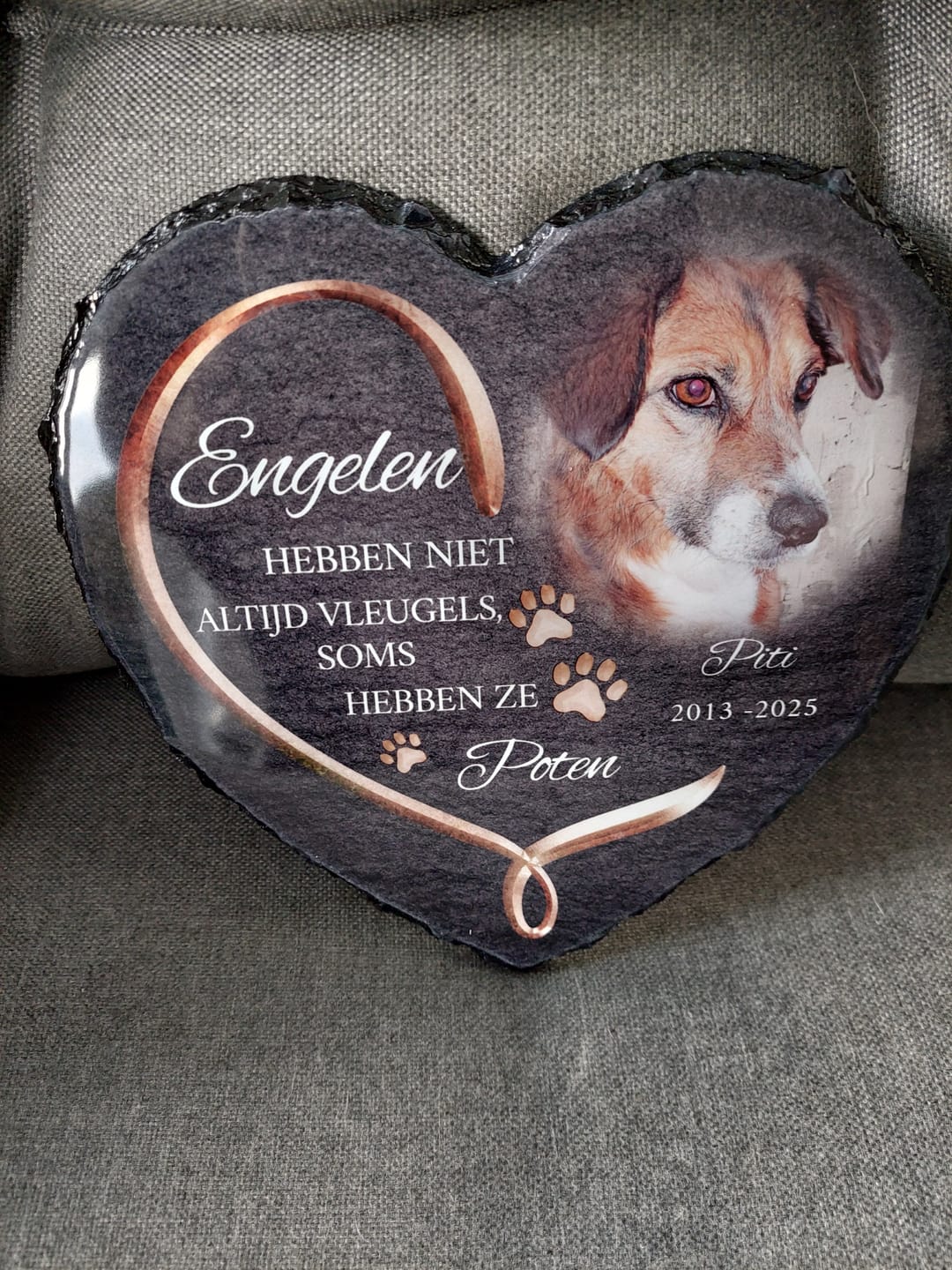 Customer photo review of Engelen hebben poten - Gepersonaliseerde leisteen hart