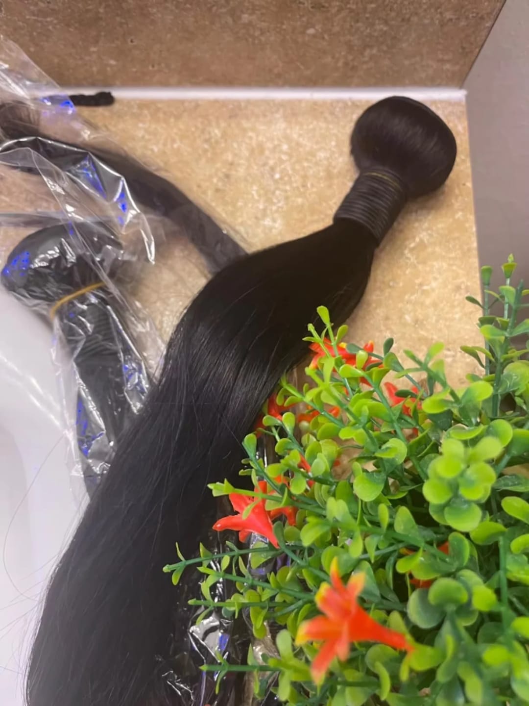 Customer photo review of MORE FACE 10A Straight Remy Hair 3PCS Human Hair Bundles Extensions Natural Color