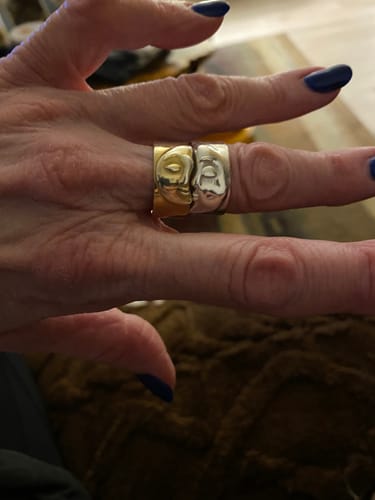 Customer photo review of Sun and Moon Face Stacking Ring