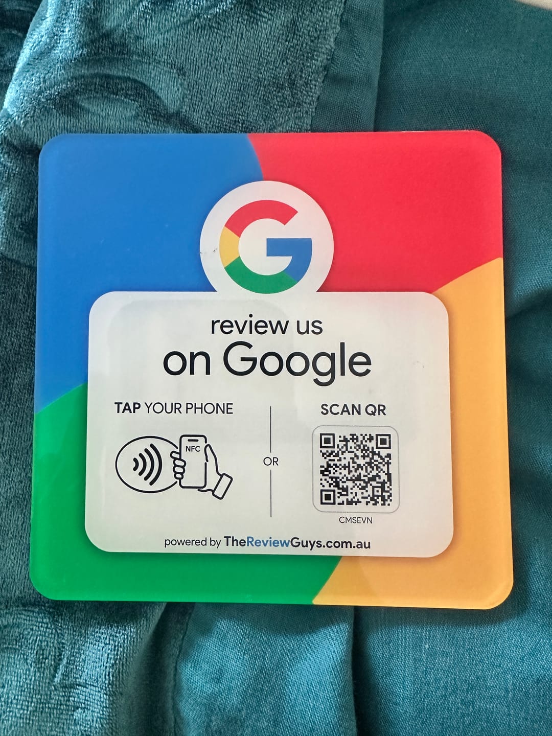 Customer photo review of Google Review NFC Plate +  QR Code