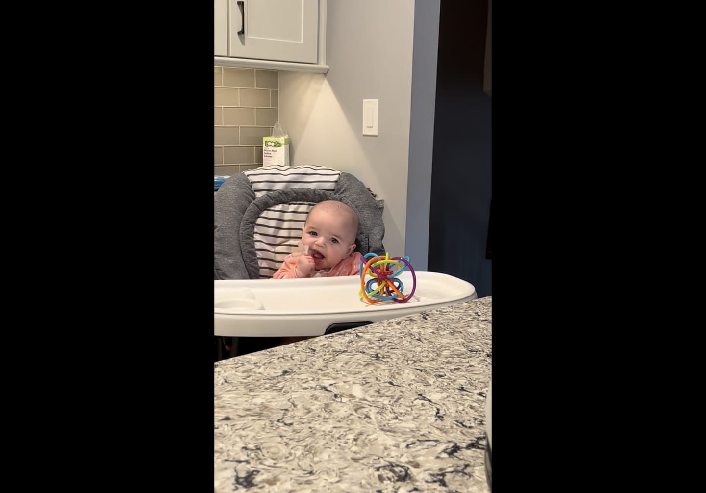 Customer photo review of The best baby teether: 1-pack clear silicone teether