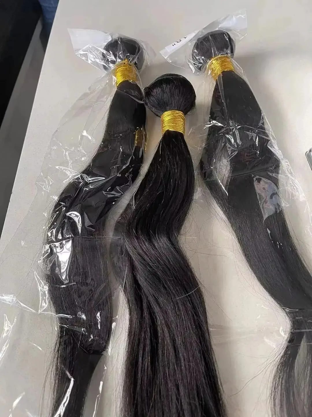 Customer photo review of MORE FACE 10A Straight Remy Hair 3PCS Human Hair Bundles Extensions Natural Color
