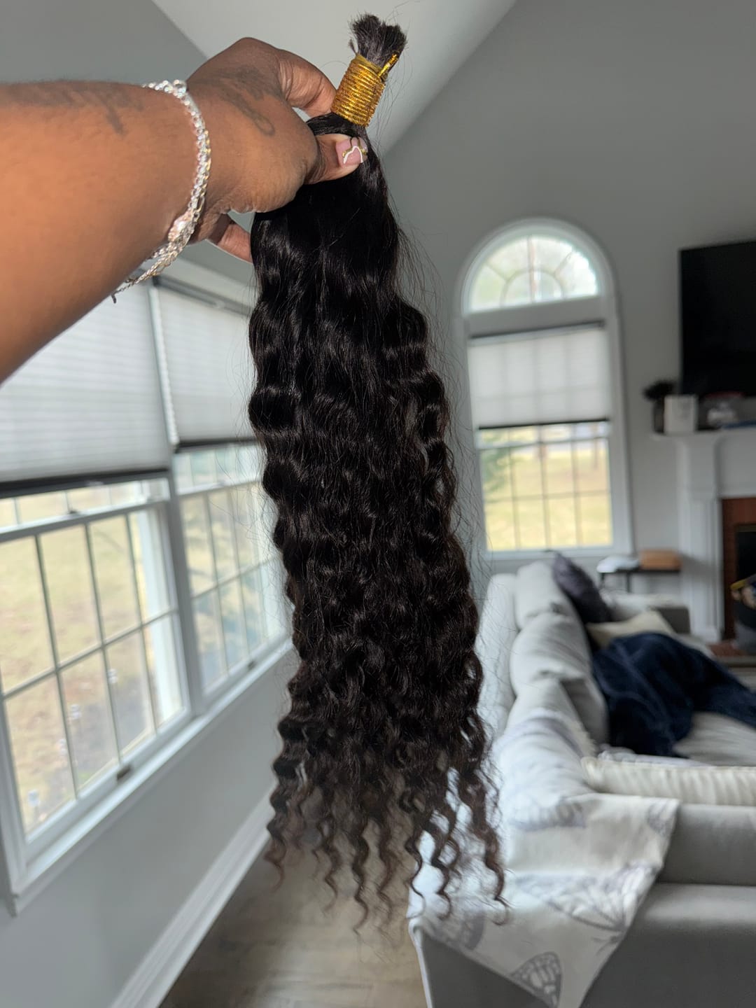 Customer photo review of Double Drawn Burmese Wet and Wavy Human Braiding Hair