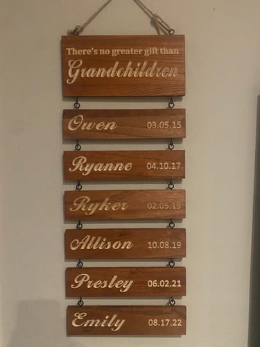 Customer photo review of Personalized Grandkids Hanging Sign (Engraved) Family Keepsake