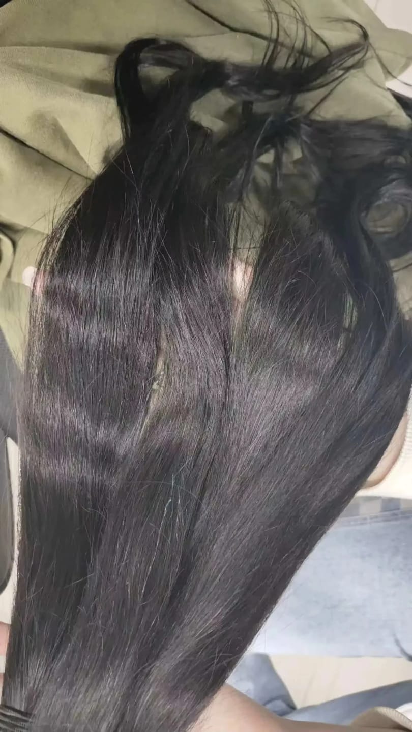 Customer photo review of MORE FACE 10A Straight Remy Hair 3PCS Human Hair Bundles Extensions Natural Color