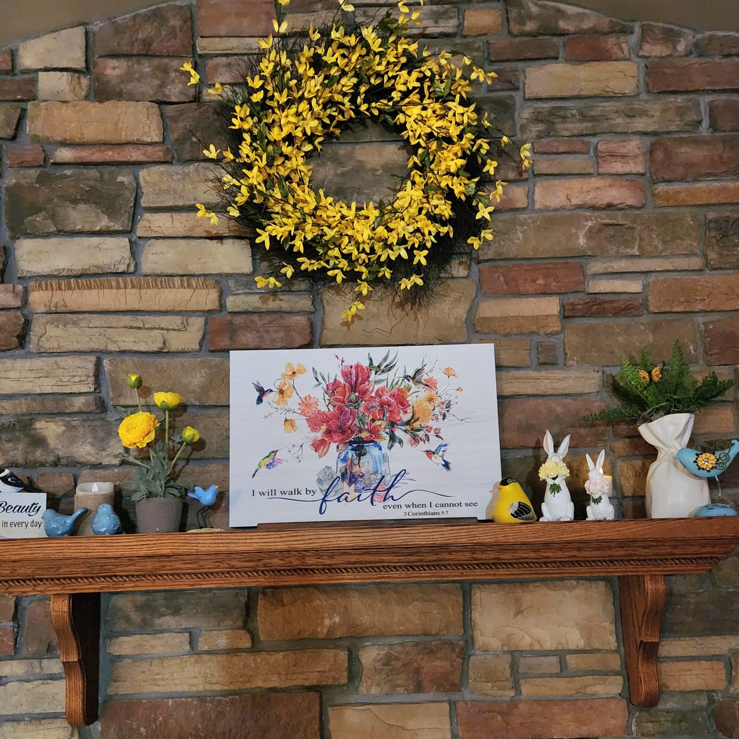 Customer photo review of Hummingbird Flowers, I Will Walk By Faith Even When I Cannot See Wall Art Canvas