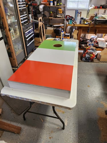 Customer photo review of 2 Country Cornhole Board Wraps