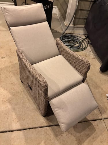 Customer photo review of Homrest Outdoor Recliner Chair Set of 2, Rattan Lounge Chair with Removable Cushion, Beige
